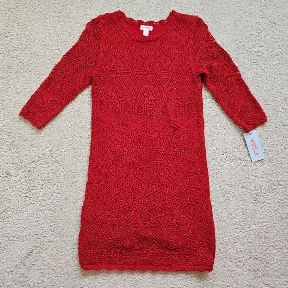Cat & Jack Red Sparkle Sweater Dress